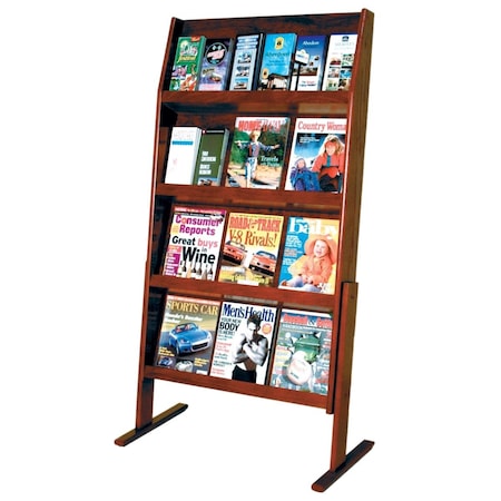 Wooden Mallet 4 x 6 in. Slope 24 Pocket Standing Literature Display Mahogany LD49-24FSMH